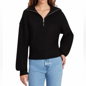 Steve Madden Rowan Black Quarter-Zip Sweater
